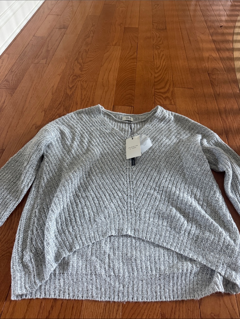 Light Gray Ribbed Crew Neck Sweater - Women's Cozy Pullover